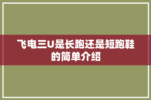 飞电三U是长跑还是短跑鞋的简单介绍 飞电三U是长跑还是短跑鞋的简单介绍 鞋厂大全