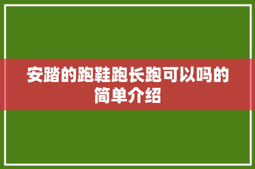 安踏的跑鞋跑长跑可以吗的简单介绍 安踏的跑鞋跑长跑可以吗的简单介绍 大精工智造