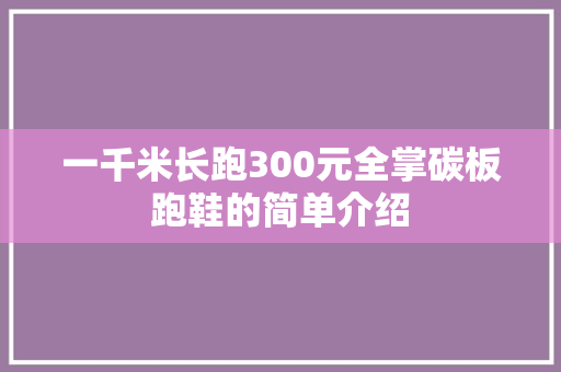 一千米长跑300元全掌碳板跑鞋的简单介绍 一千米长跑300元全掌碳板跑鞋的简单介绍 品牌鞋